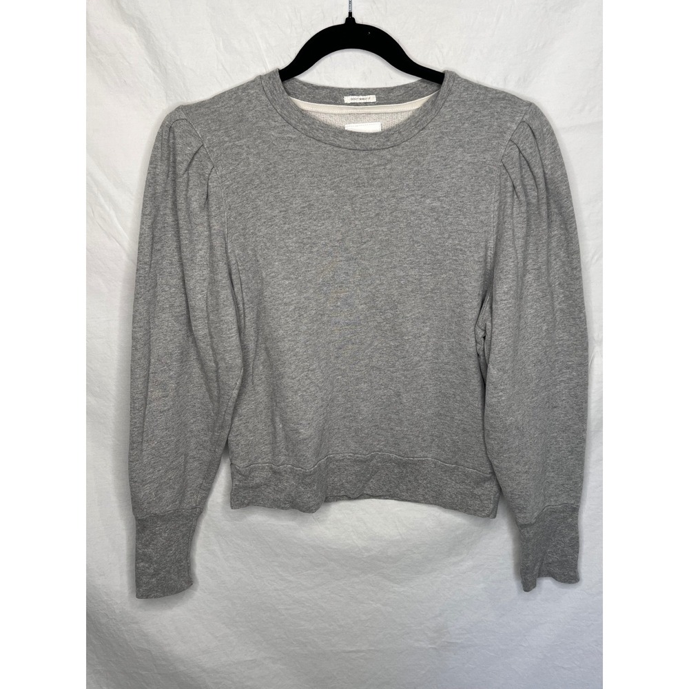MOTHER Sweatshirt Women's Sz Small Gray The Curve Ball Puff Sleeve Coquette Cozy